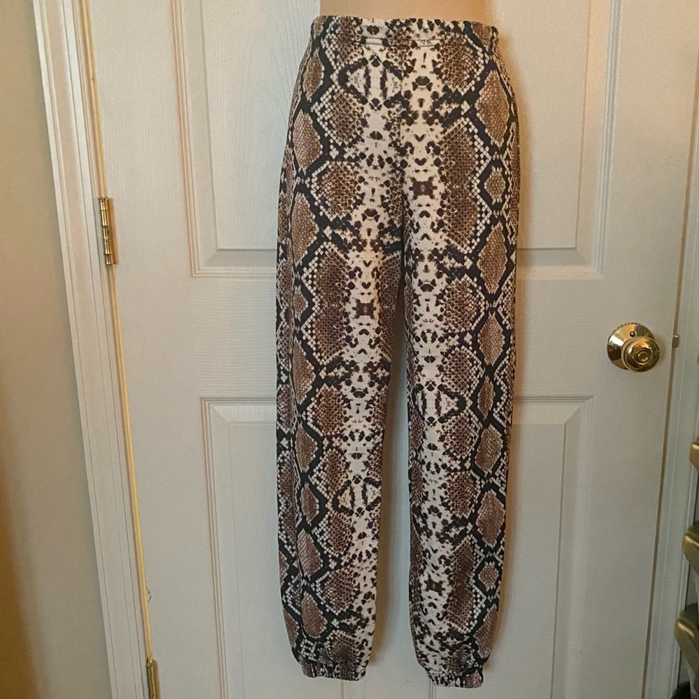 Prettylittlething Snake Print Jogger pants Size 2